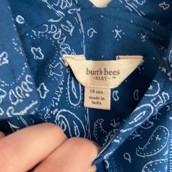 Burt's Bees Blue Paisley Bandana Print Overall Dress Sz 18mo - Picture 6 of 7